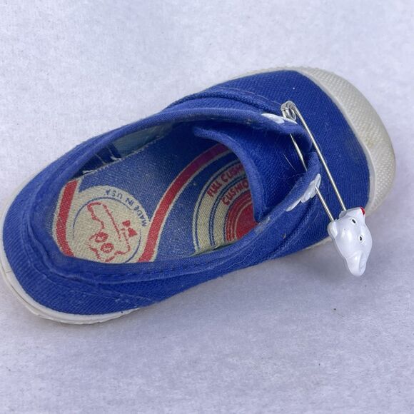 Vintage Canvas Boys Comfort Cushion Blue Sneakers Size 5 Made In USA - Picture 11 of 16
